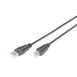 USB kabelis Digitus USB-A - USB-B, 2.0, 3m, melns