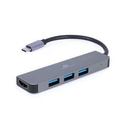 Dokstacija Gembird A-CM-COMBO2-01 USB-C, 4 porti, 9 cm, sudraba