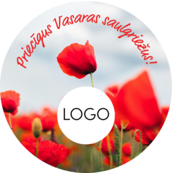 Uzlīmes, apaļas ar klienta logo, Magones, 80mm