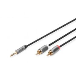 Audio pārejas kabelis Digitus 3.5mm - 2xRCA, 1m, melns