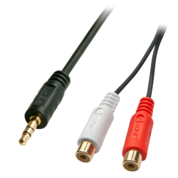 Audio adapteris Lindy 3.5mm - 2xRCA, 25cm, melns