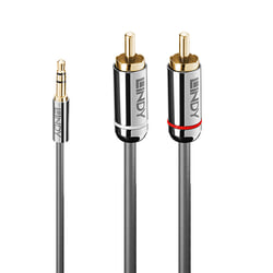 Audio kabelis Lindy 3.5mm - 2xRCA, 10m, pelēks