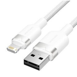 USB kabelis Vention USB-A - Lightning, 2.4A, 1m, balts