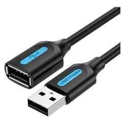 USB kabelis Vention USB-A, 2.0, pagarinātājs, 50cm, melns