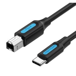 USB kabelis Vention USB-C - USB-B, 2.0, 2A, 2m, melns