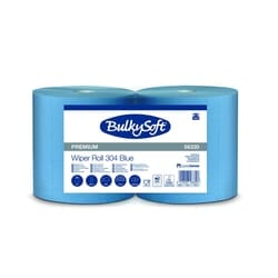 Industriālais papīrs, BulkySoft, Premium Wiper, 2 slāņi, 304 m, zils, 2 ruļļi/iepak.