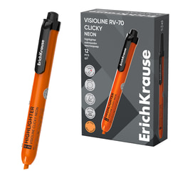 Marķieris, teksta, automātisks, 0.6-3.5 mm, oranžs, Erich Krause Visioline RV-70 Clicky Neon