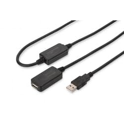 USB kabelis Digitus USB-A, 2.0, aktīvais pagarinātājs, 20m, melns