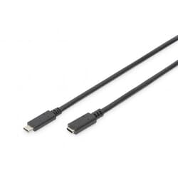 USB kabelis Digitus USB-C, 2.0, pagarinātājs, PD 60W, 2m, melns