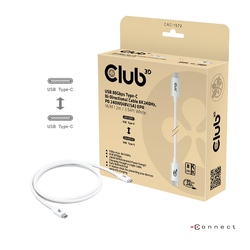 USB kabelis Club3D USB-C - USB-C, USB4, PD 240W, 16K60Hz, 1.2m, balts
