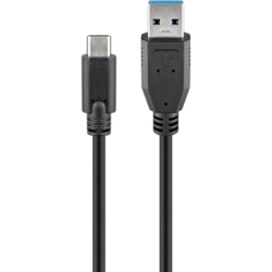 USB kabelis Goobay USB-A - USB-C, 3.2 Gen 1, 15W, 2m, melns