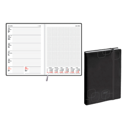 Plānotājs Quadro Soft, mākslīgā āda, melns (20370401)