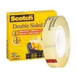 Līmlente divpusējā, 12.7 mm x 22.8 m, caurspīdīga, Scotch 3M