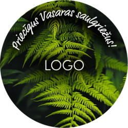 Uzlīmes, apaļas ar klienta logo, Papardēs, 80mm