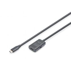 USB kabelis Digitus USB-C, 3.2 Gen 1, aktīvais pagarinātājs, 5m, melns