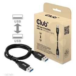 USB kabelis Club3D USB-A - USB-A, 3.2 Gen 2, 15W, 50cm, melns