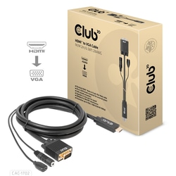 Video kabelis Club3D HDMI 1.4 - VGA, 2m, melns