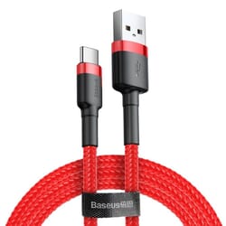 USB kabelis Baseus USB-A - USB-C, 2.0, 3A, 1m, sarkans