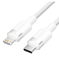 USB kabelis Vention USB-C - Lightning, 3A, 1m, balts