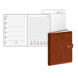 Plānotājs Quadro ar spirāli un pogu, brūns, mākslīga āda, BPG (20370303)