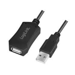 USB kabelis Logilink USB-A, 2.0, aktīvais pagarinātājs, 2.5w, 5m, melns