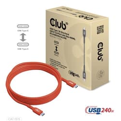 USB kabelis Club3D USB-C - USB-C, 2.0, PD 240W, 4m, oranžs