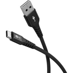 USB kabelis Goobay USB-A - USB-C, 2.0, PD 60W, 2m, melns
