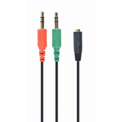 Audio adapteris Gembird 3.5mm - 2x3.5mm, 20cm, melns