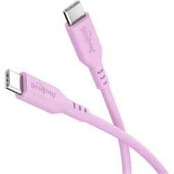 USB kabelis Goobay USB-C - USB-C, 2.0, PD 60W, 1.5m, rozā