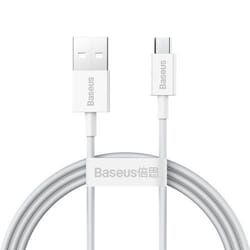 USB kabelis Baseus USB-A - Micro USB, 2.0, 2A, 1m, balts