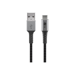 USB kabelis Goobay USB-A - USB-C, 2.0, 15W, 2m, pelēks