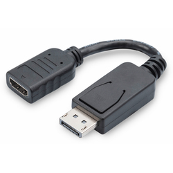 Video adapteris Digitus DisplayPort 1.1 - HDMI, 8cm, melns