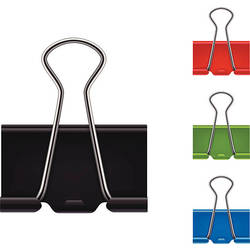 Klipši papīram 32mm, metāla, krāsaini, 12gab.