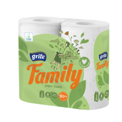Virtuves dvielis Grite Family, balti, 2 slāņi, 15.3 m, 2 ruļļi/iep.