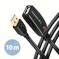 USB kabelis Axagon USB-A, 2.0, aktīvais pagarinātājs, 10m, melns