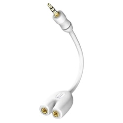 Audio kabelis Inakustik 3.5mm - 2x3.5mm, 10cm, balts