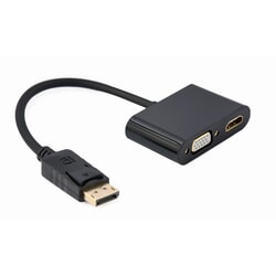 Video adapteris Gembird DisplayPort 1.2 - HDMI, VGA, 10cm, melns