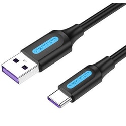 USB kabelis Vention USB-A - USB-C, 2.0, 5A, 2m, melns