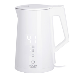 Elektriskā tējkanna Adler AD1345, 2200W, 1.7L, nerūsējoša tērauda, balta