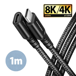 USB kabelis Axagon USB-C, 3.2 Gen 2x2, pagarinātājs, 240W, 8K60Hz, 1m, melns