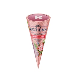 Saldējums Rūjiena, ar meža zemenēm, konuss, 65g