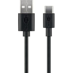 USB kabelis Goobay USB-A - USB-C, 2.0, 15W, 2m, melns