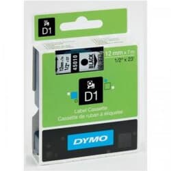 Marķēšanas lenta DYMO D1, 12 mm x 3,5m, neilona, melni burti/  balts fons