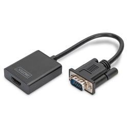 Video adapteris Digitus VGA - HDMI, 15 cm, melns