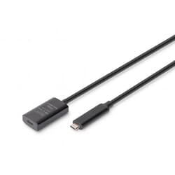 USB kabelis Digitus USB-C, 3.2 Gen 2, aktīvais pagarinātājs, 5m, melns