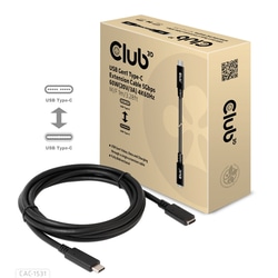 USB kabelis Club3D USB-C, 3.2 Gen 1, pagarinātājs, PD 60W, 4K60Hz, 1m, melns
