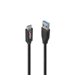 USB kabelis Lindy USB-A - USB-C 3.2 Gen 2, 15W, 1m, melns