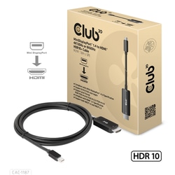 Video kabelis Club3D Mini DislpayPort 1.4 - HDMI 2.1, 1.8m, melns