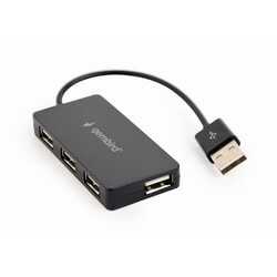 USB hub Gembird USB-A - 4 x USB 2.0, 15cm, pelēks