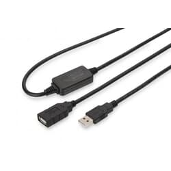 USB kabelis Digitus USB-A, 2.0, aktīvais pagarinātājs, 10m, melns